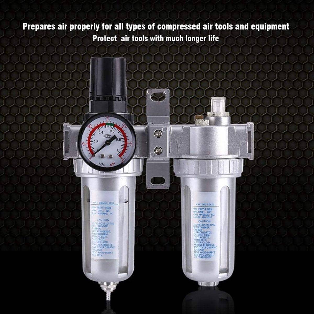 Air Compressor Oil Water Separator with Pressure Regulator, PT 1/4 Port - view 4