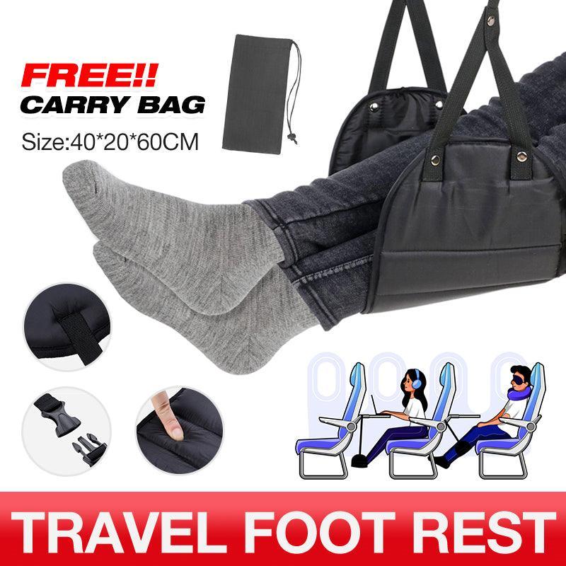 Airplane Foot Rest Hammock, Memory Foam Travel Footrest - Black