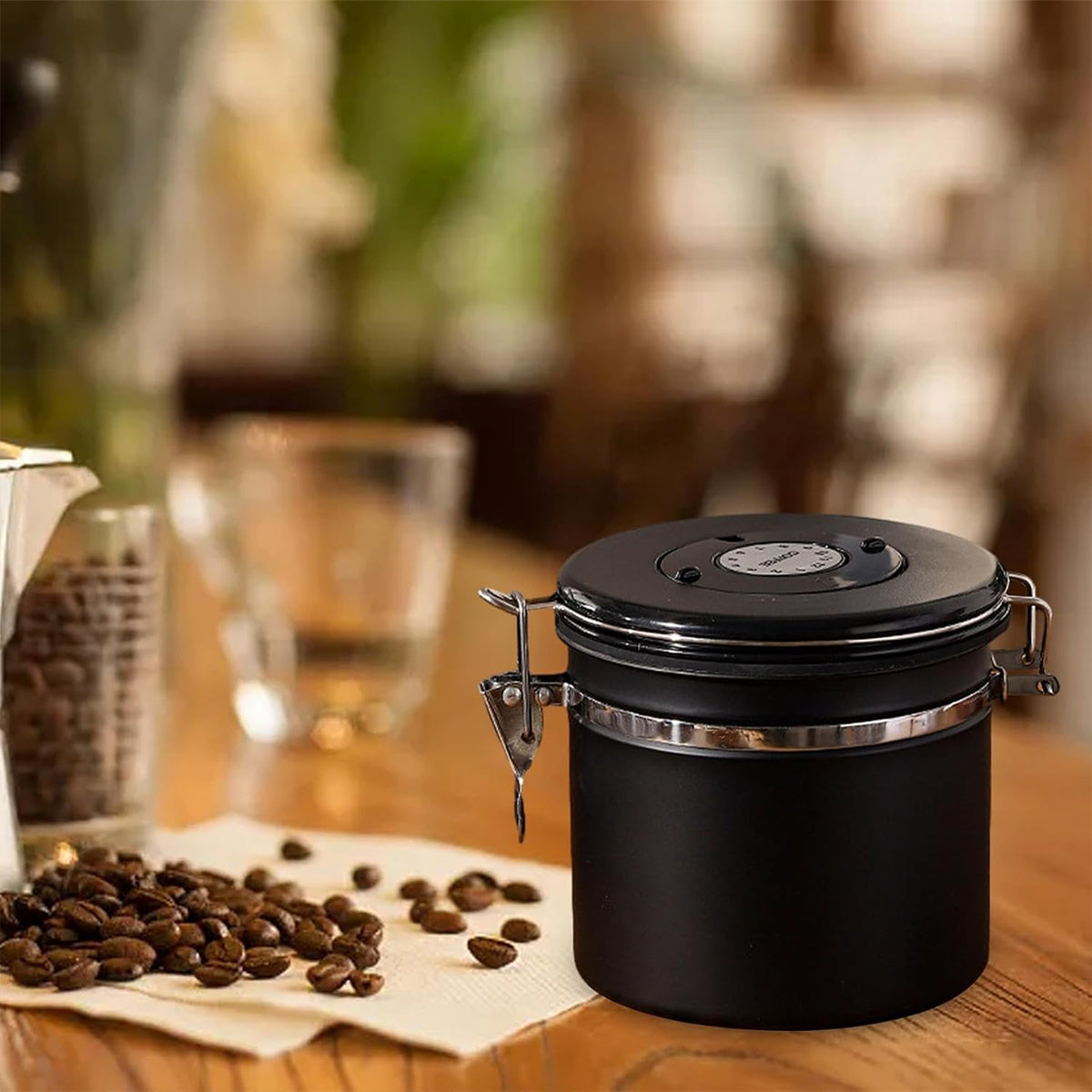 Airtight Coffee Storage Jar with Date Tracker - Black, 1800ml - view 16