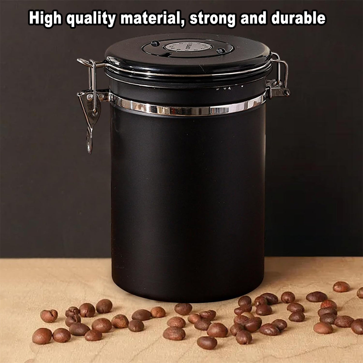 Airtight Coffee Storage Jar with Date Tracker - Black, 1800ml - view 9