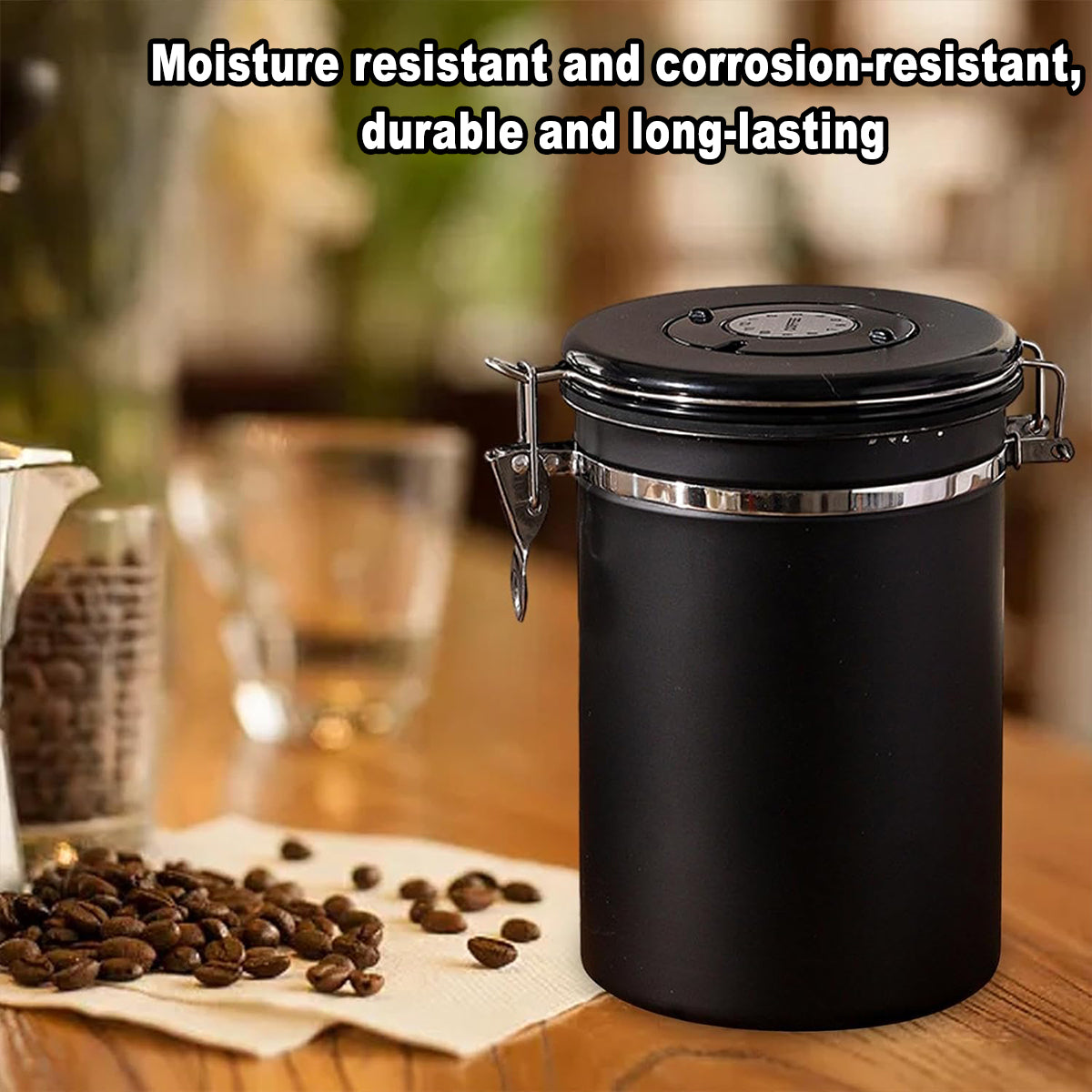 Airtight Coffee Storage Jar with Date Tracker - Silvery, 1800ml - view 10