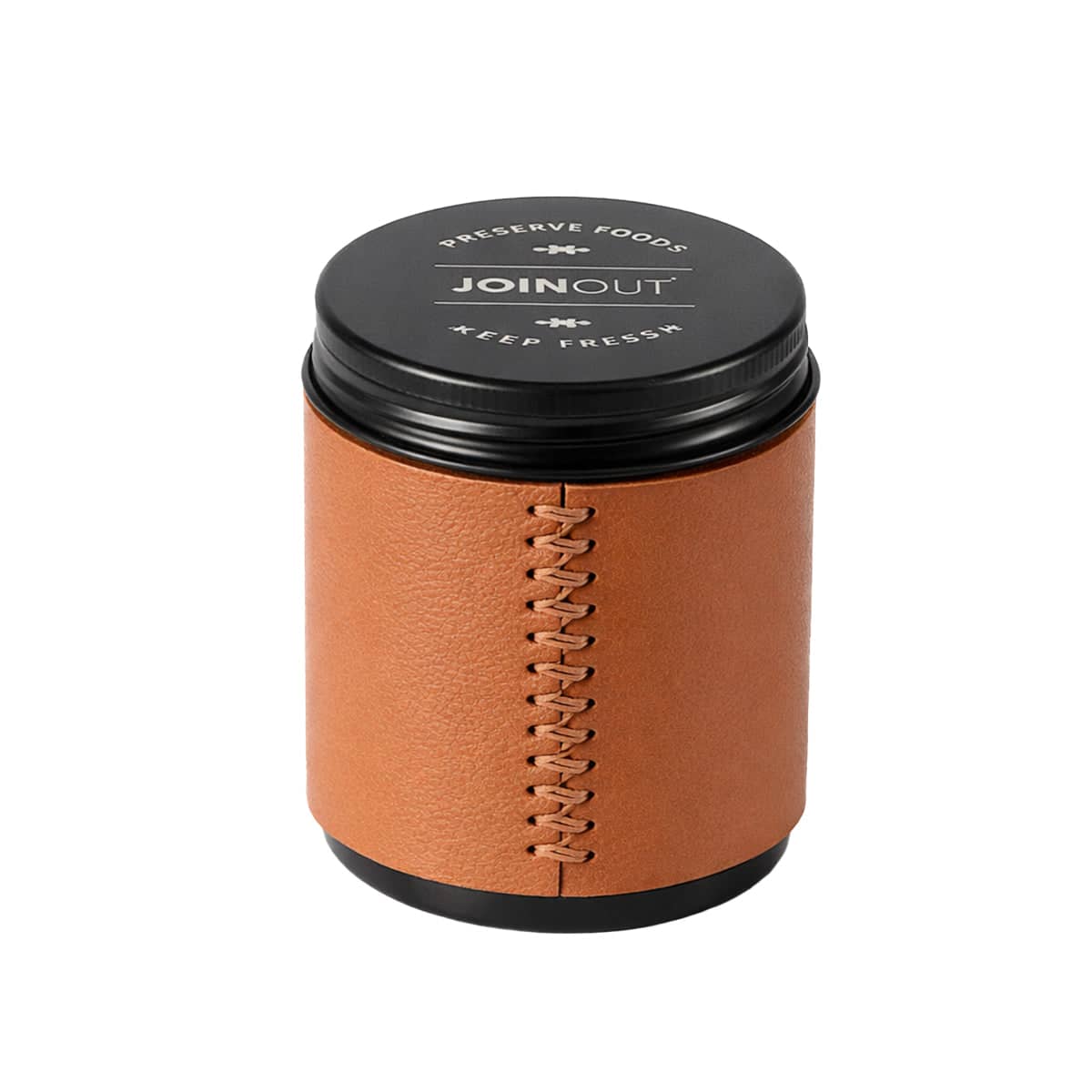 Airtight Mini Coffee Bean Storage Jars with Faux Leather Wrap, Set of 2 - Small, 5 x 5 x 6.2 cm