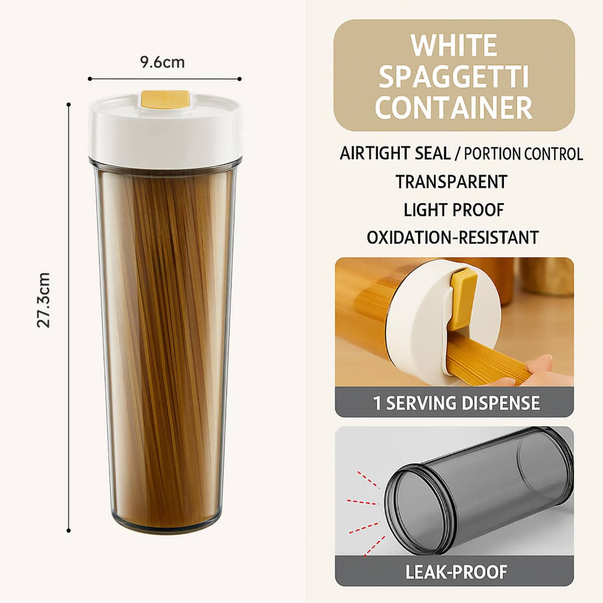 Airtight Noodle Storage Container with Portion Dispenser, 1000 ml - Yellow - view 4