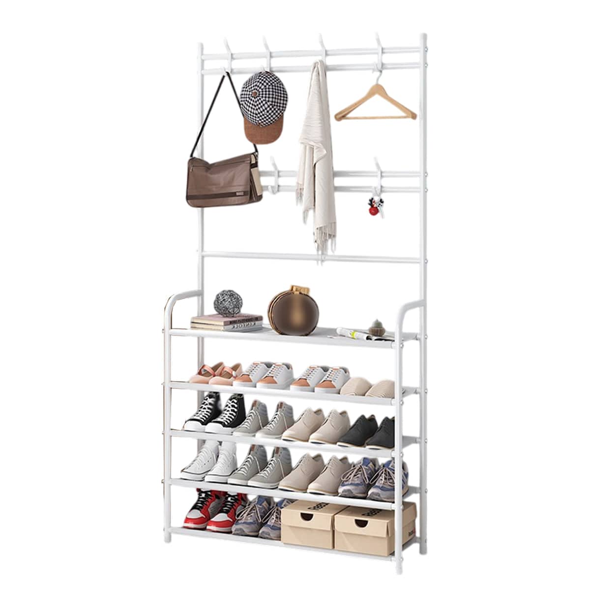 All in One Integrated Coat and Shoe Storage Rack with 5 Layers for Entryways - view 2
