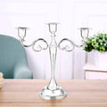 Alloy Candelabra Candle Holder Stand for Weddings and Home Decor - 3 Arm, Silver - view 5