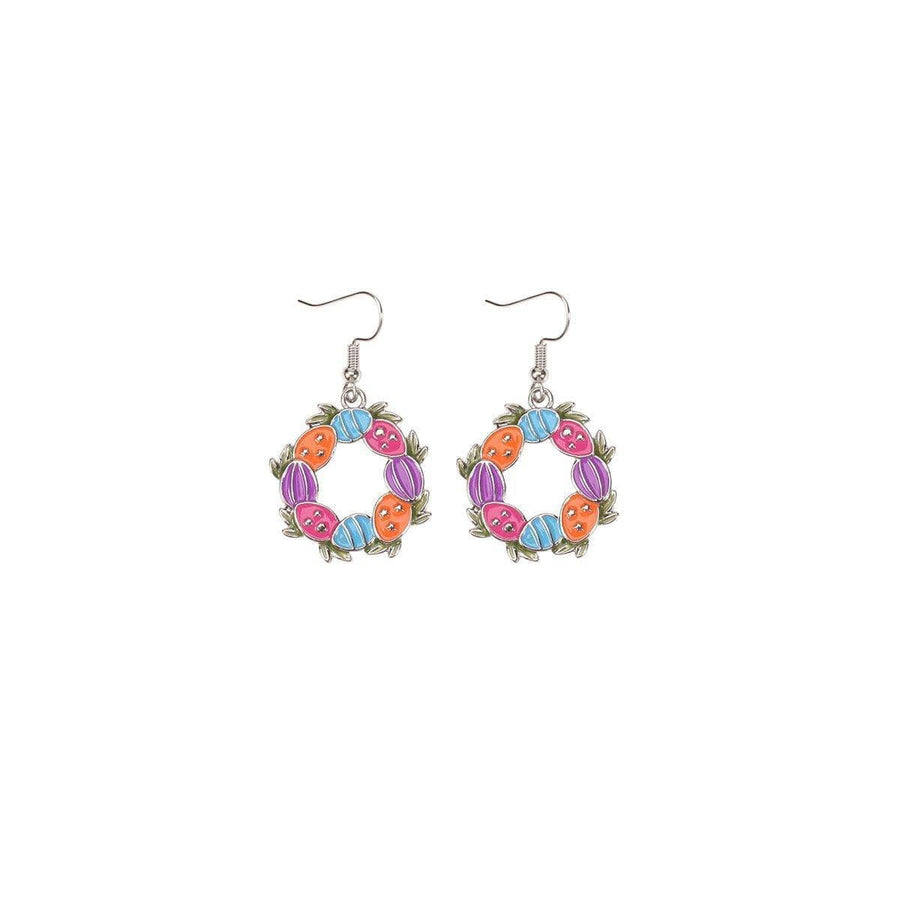 Alloy Drop Earrings - Easter Egg Garland Wreath