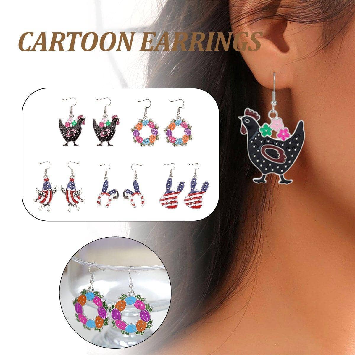 Alloy Drop Earrings - Easter Egg Garland Wreath - view 2