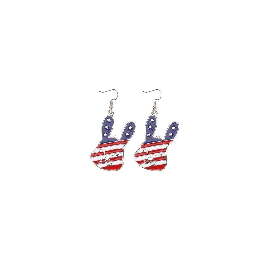Alloy Drop Earrings - Stars and Stripes Rabbit