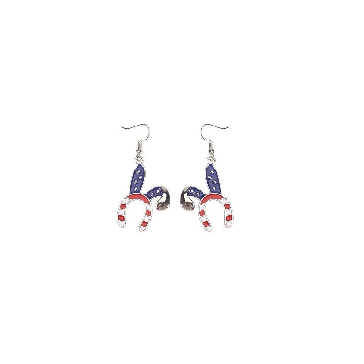 Alloy Drop Earrings - Stars and Stripes Rabbit Ears