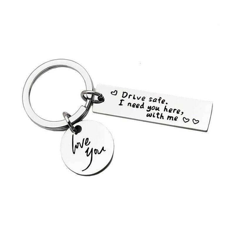 Alloy Keyring Keychain - Drive Safe I Need You Here with Me Couple Car Gift - view 2