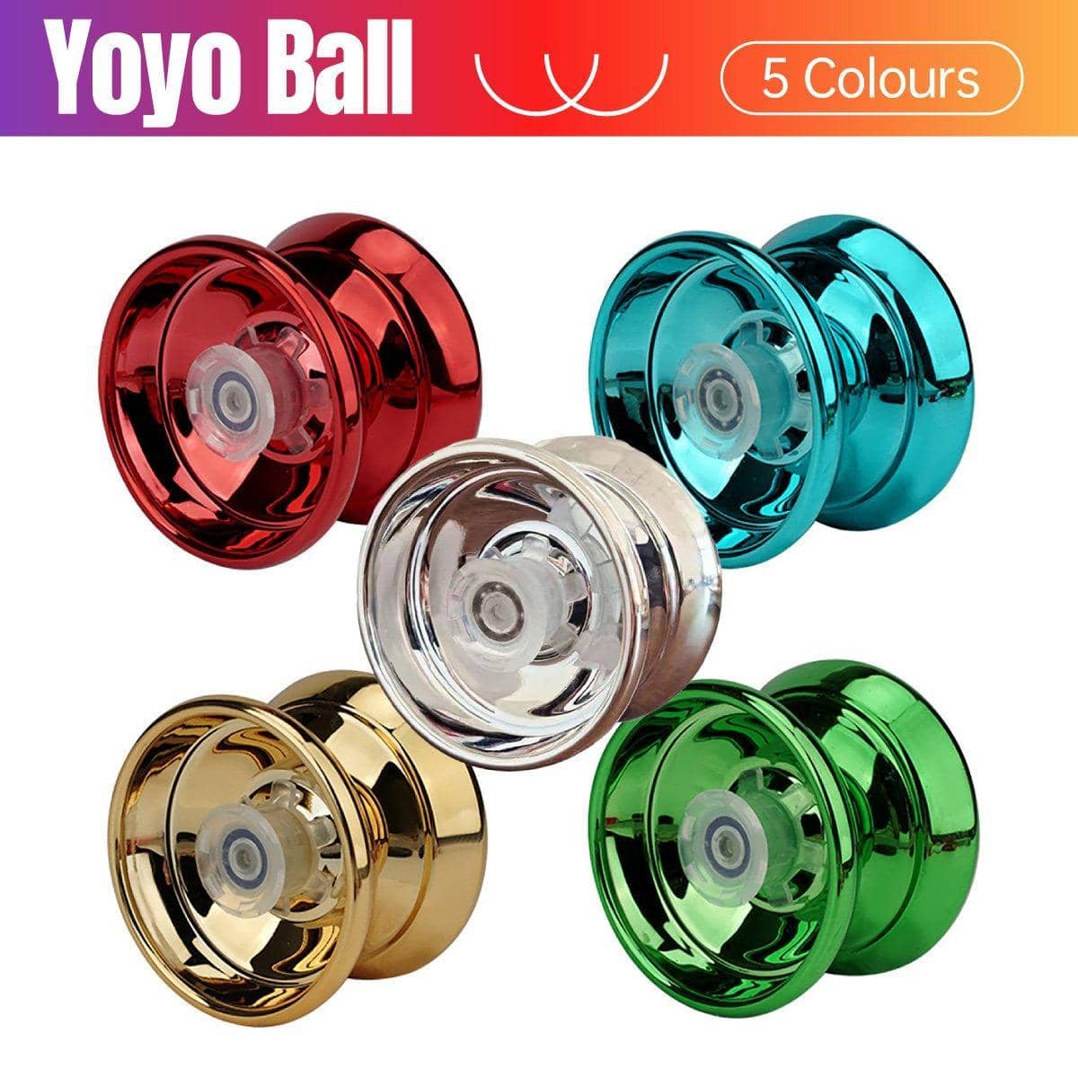 Alloy Metal Yo-Yo with Ball Bearing, Spare String and Finger Guard - Gold - view 2