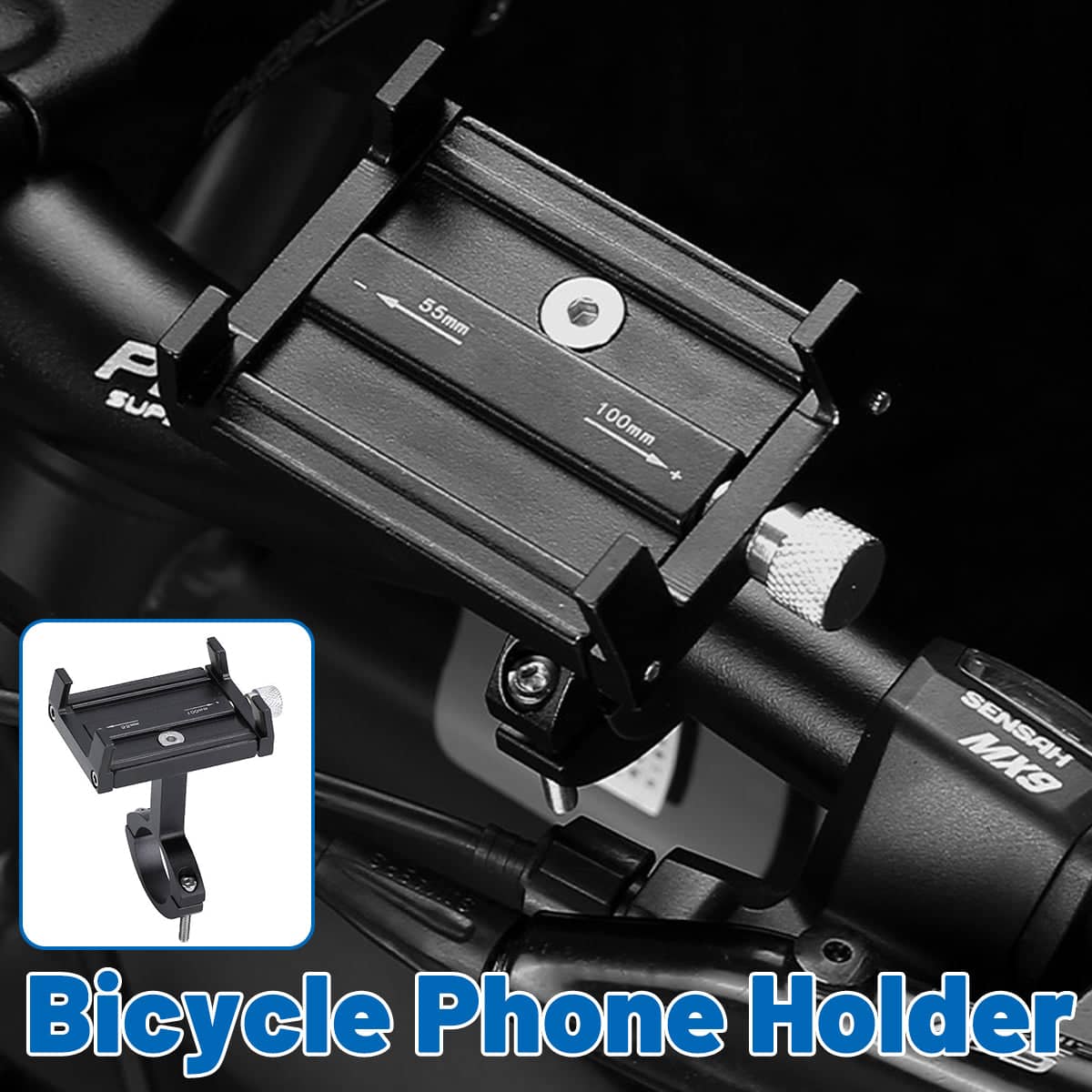 Aluminium Alloy Bicycle Phone Holder Mount for Handlebars, Cycling Accessories