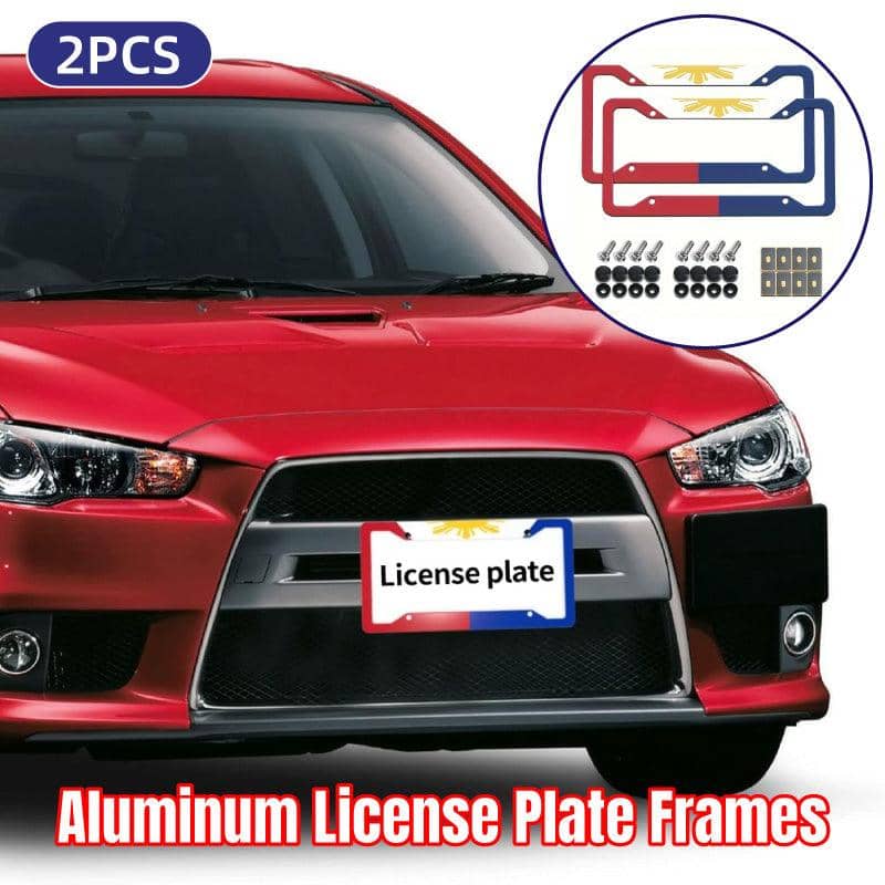 Aluminium Alloy License Plate Frame, 2 Pack - Sun Pattern