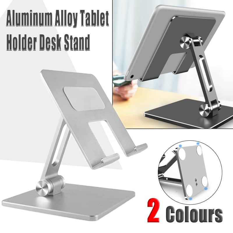 Aluminium Alloy Tablet Stand, Foldable Desk Holder for iPad Pro 12.9 - Silver