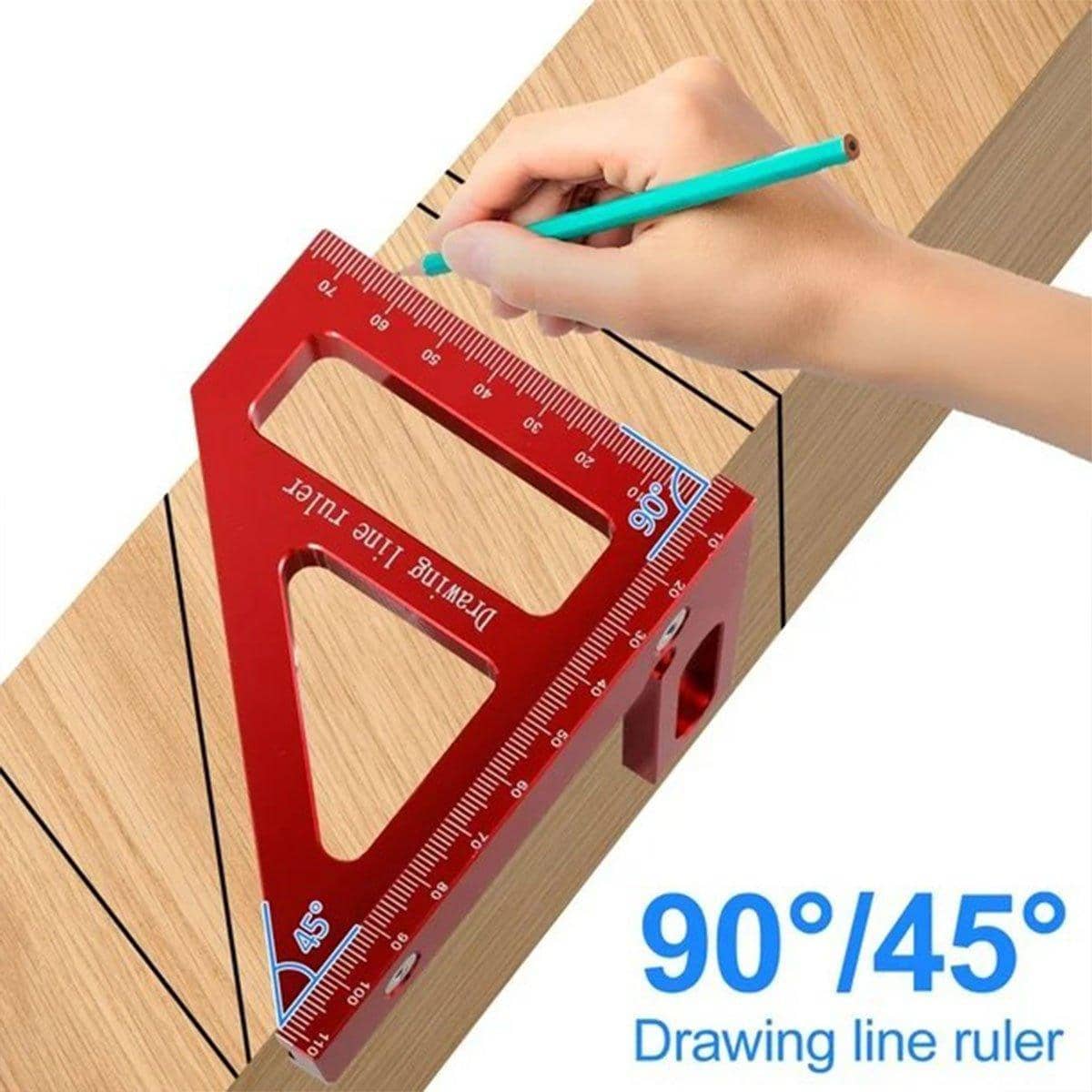 Aluminium Alloy Woodworking Scribe Triangle Ruler, Metric - view 4