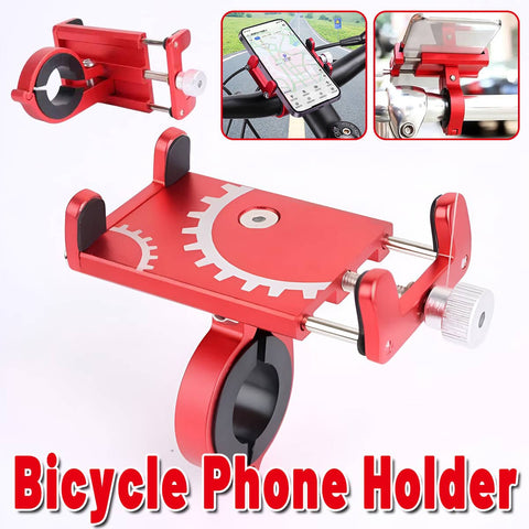 Aluminium Bicycle Phone Mount, Red Universal Handlebar Holder for 55-95 mm Phones