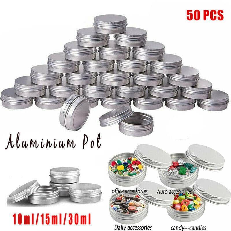 Aluminium Cosmetic Jars, Pack of 50 - 15 ml, 39 x 18 mm - view 2