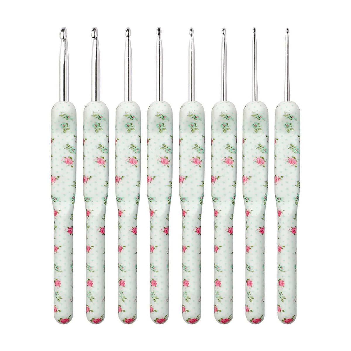 Aluminium Crochet Hook Set, 8 Sizes 2.5-6 mm - White