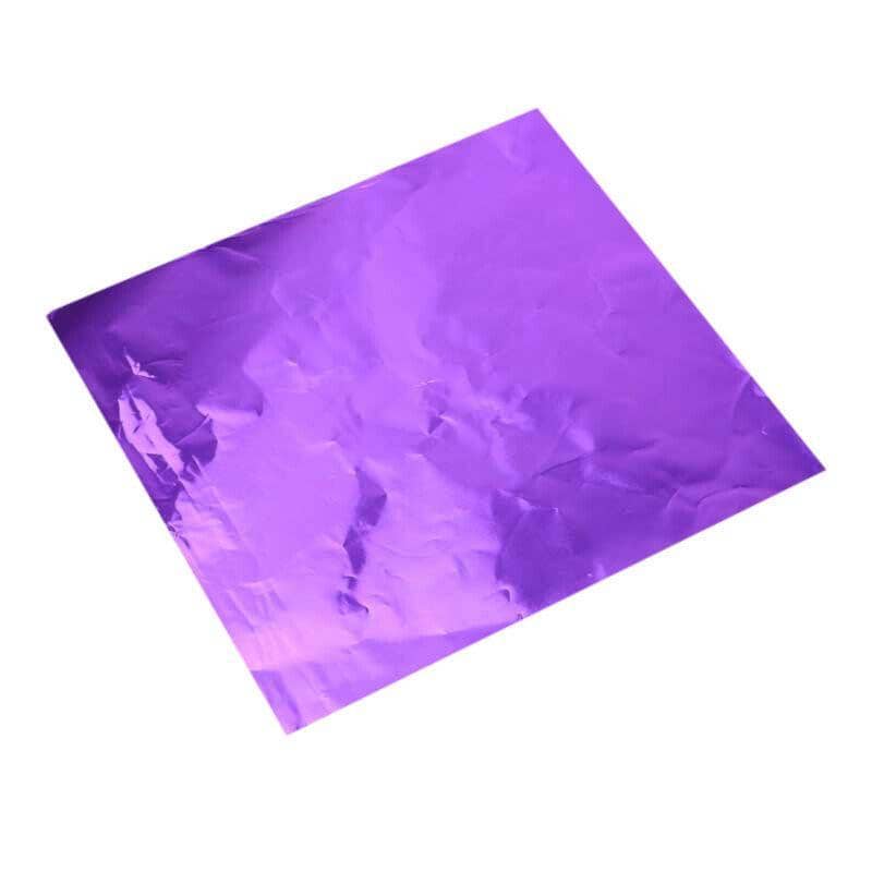 Aluminium Foil Chocolate Wrappers 20 x 20 cm, Pack of 100 - Purple Gloss