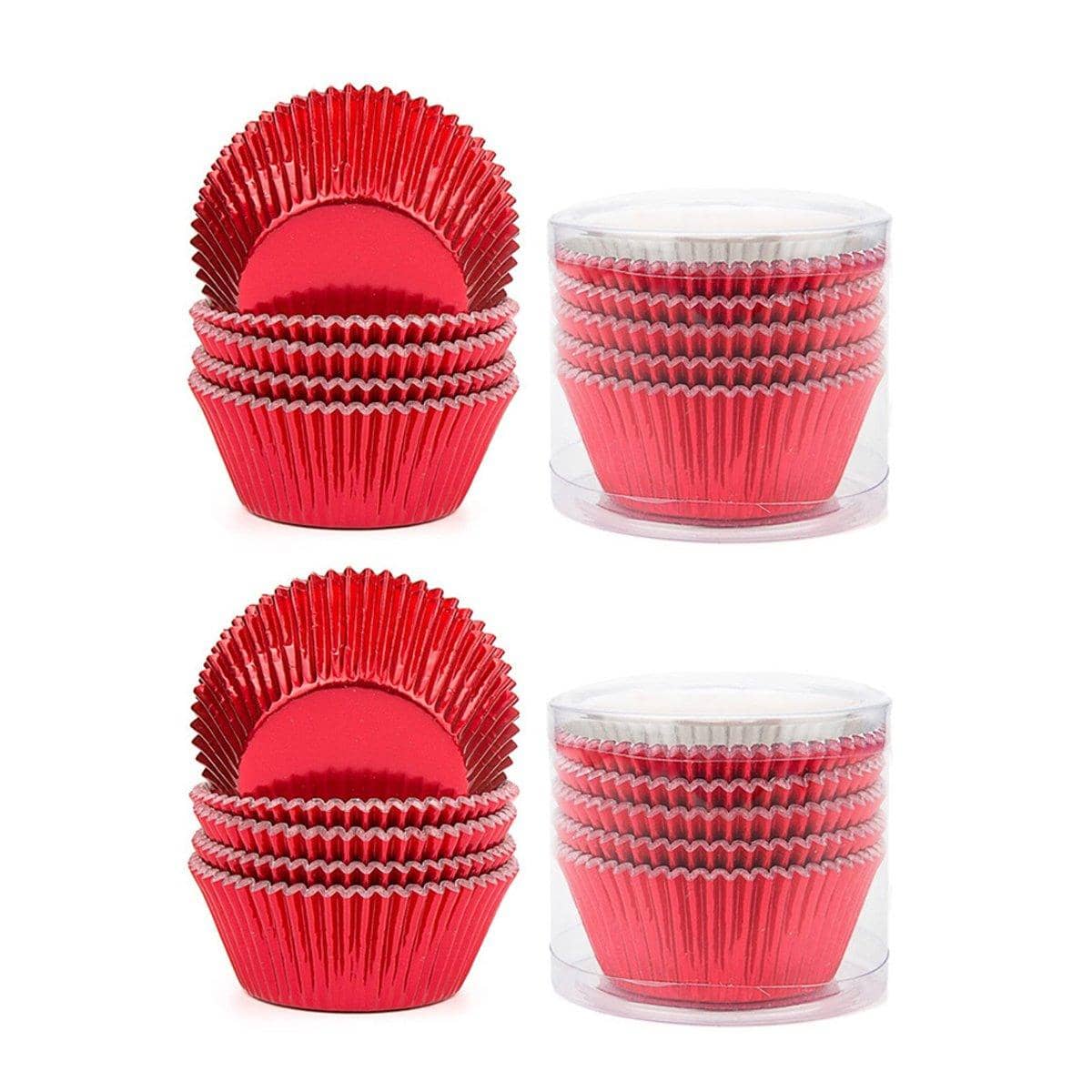 Aluminium Foil Cupcake Liners, Pack of 200 - Red
