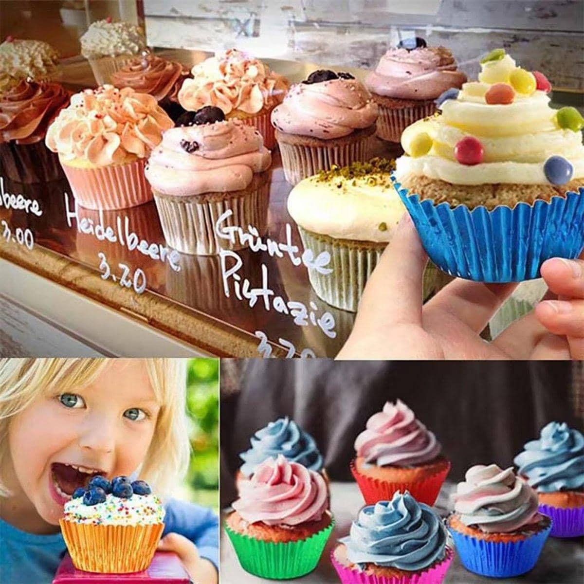 Aluminium Foil Cupcake Liners, Pack of 200 - Red - view 5