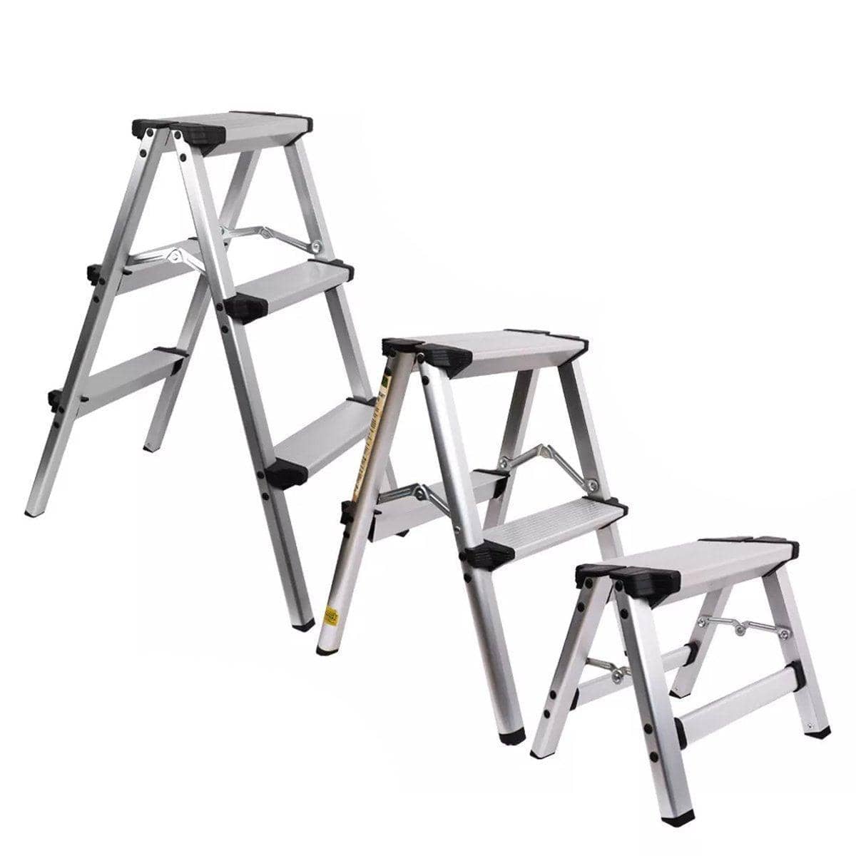Aluminium Folding Step Ladder Anti-Slip Portable Home Stool - 2 Step Folding Ladder - view 3