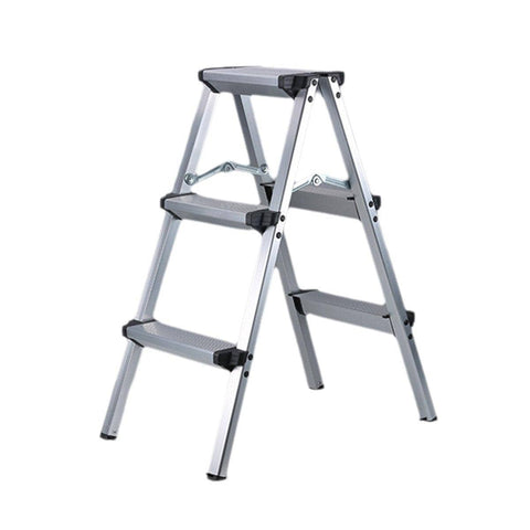 Aluminium Folding Step Ladder Anti-Slip Portable Home Stool - 3 Step Folding Ladder
