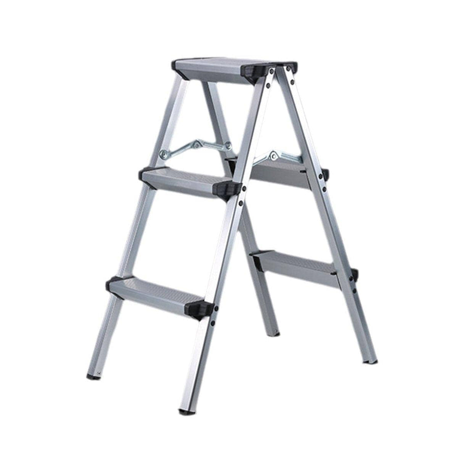Aluminium Folding Step Ladder Anti-Slip Portable Home Stool - 3 Step Folding Ladder