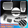 Aluminium Foot Pedal Covers for Tesla Model 3 and Model Y with Non Slip Grip Strips