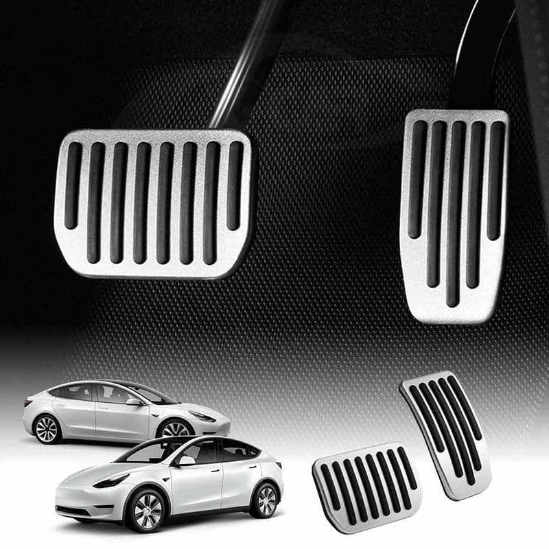 Aluminium Foot Pedal Covers for Tesla Model 3 and Model Y with Non Slip Grip Strips - view 5