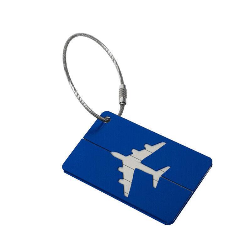 Aluminium Luggage Tag with Wire Rope and Name Card - Blue