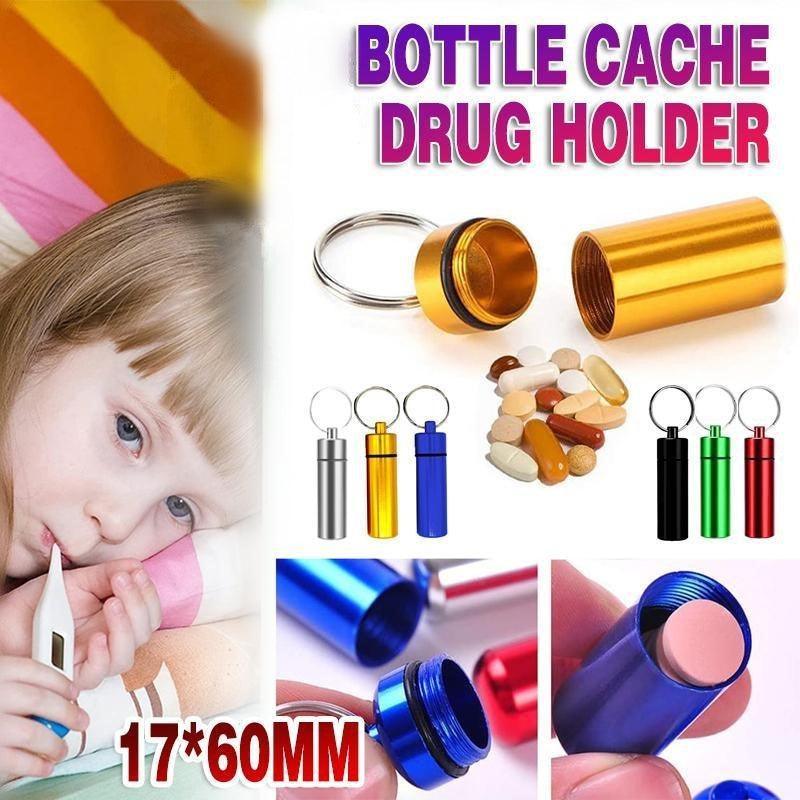 Aluminium Pill Box Keychain Holder, 60 x 17 mm - Black - view 2