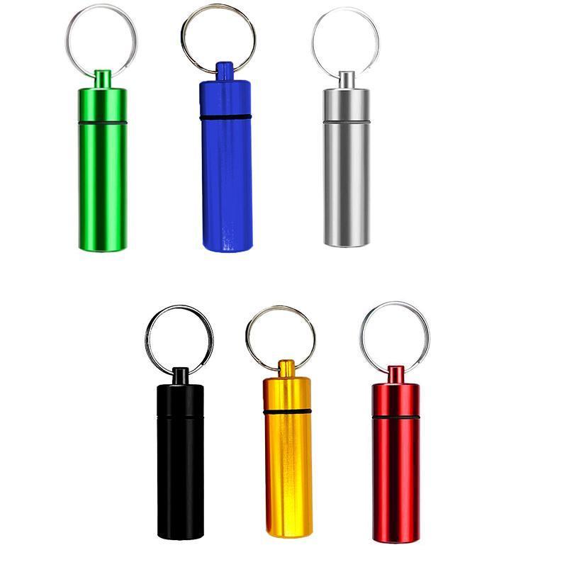 Aluminium Pill Box Keychain Holder, 60 x 17 mm - Black - view 3