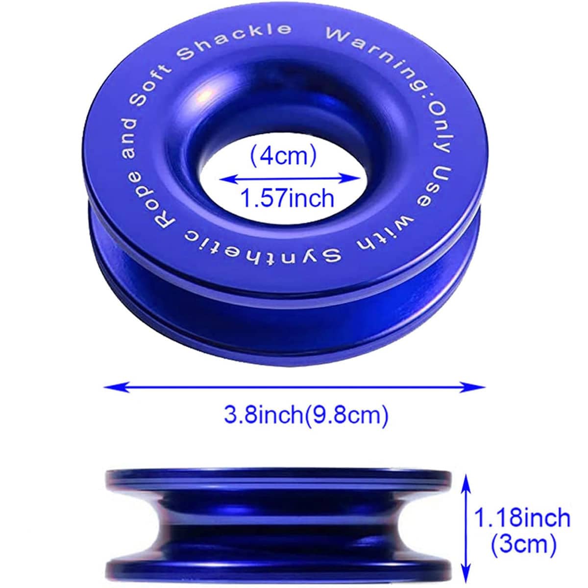 Aluminium Recovery Tow Ring for off Road Vehicles with Synthetic Rope - view 3