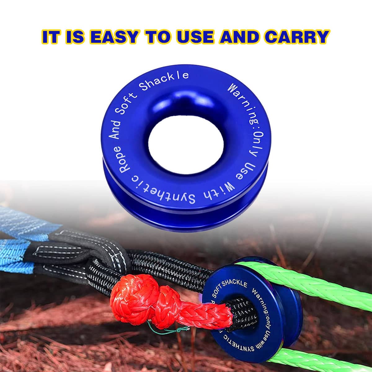 Aluminium Recovery Tow Ring for off Road Vehicles with Synthetic Rope - view 5