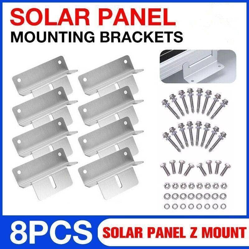 Aluminium Solar Panel Z Mount Bracket Set for Flat Roof and Wall, Set of 8