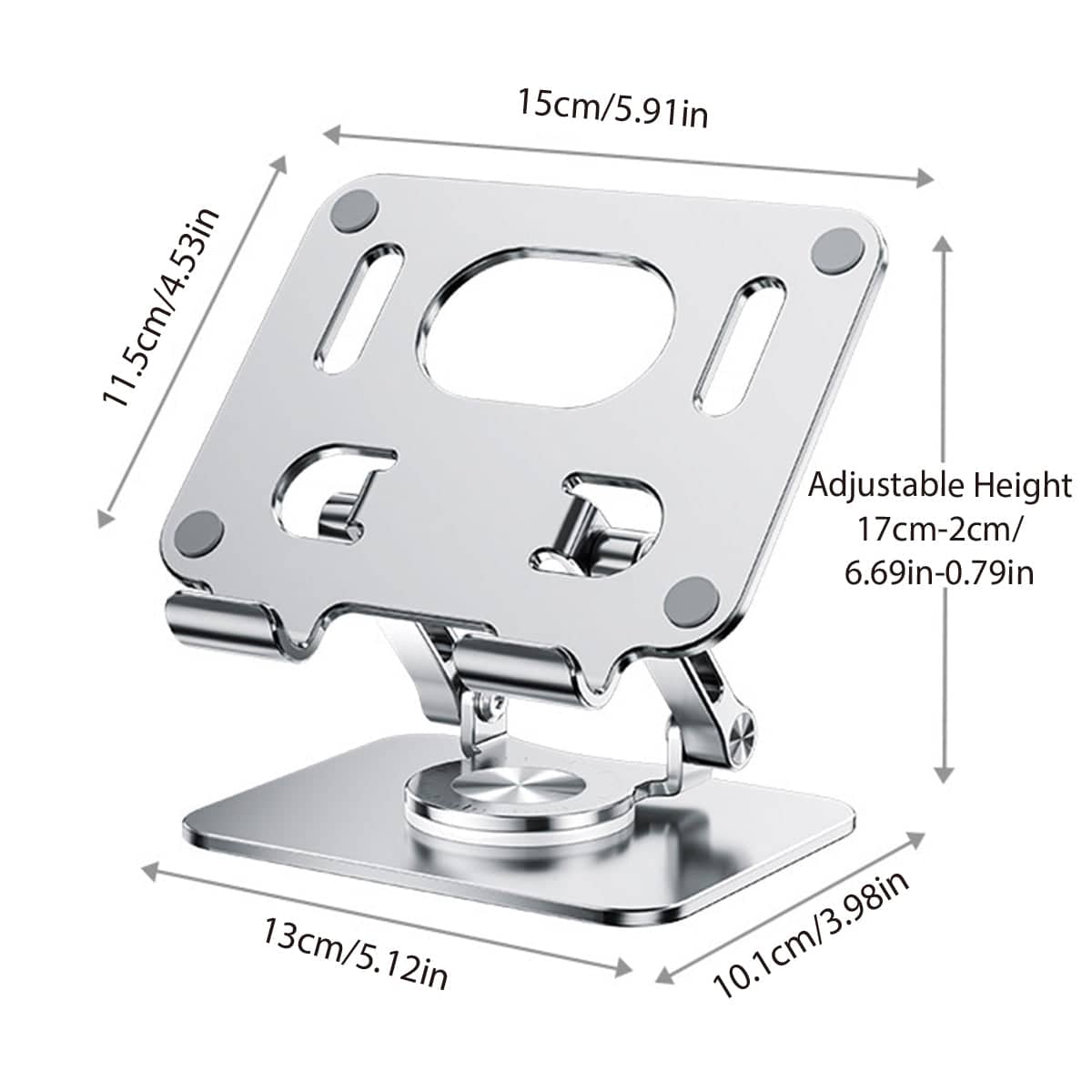 Aluminium Tablet and Phone Stand with 360 Degree Rotating Base and Adjustable Height - view 3