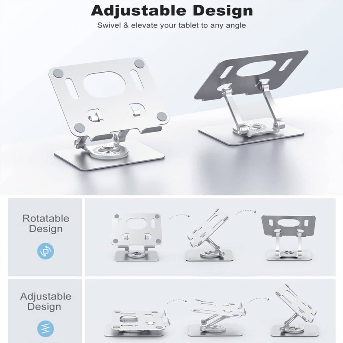 Aluminium Tablet and Phone Stand with 360 Degree Rotating Base and Adjustable Height - view 5
