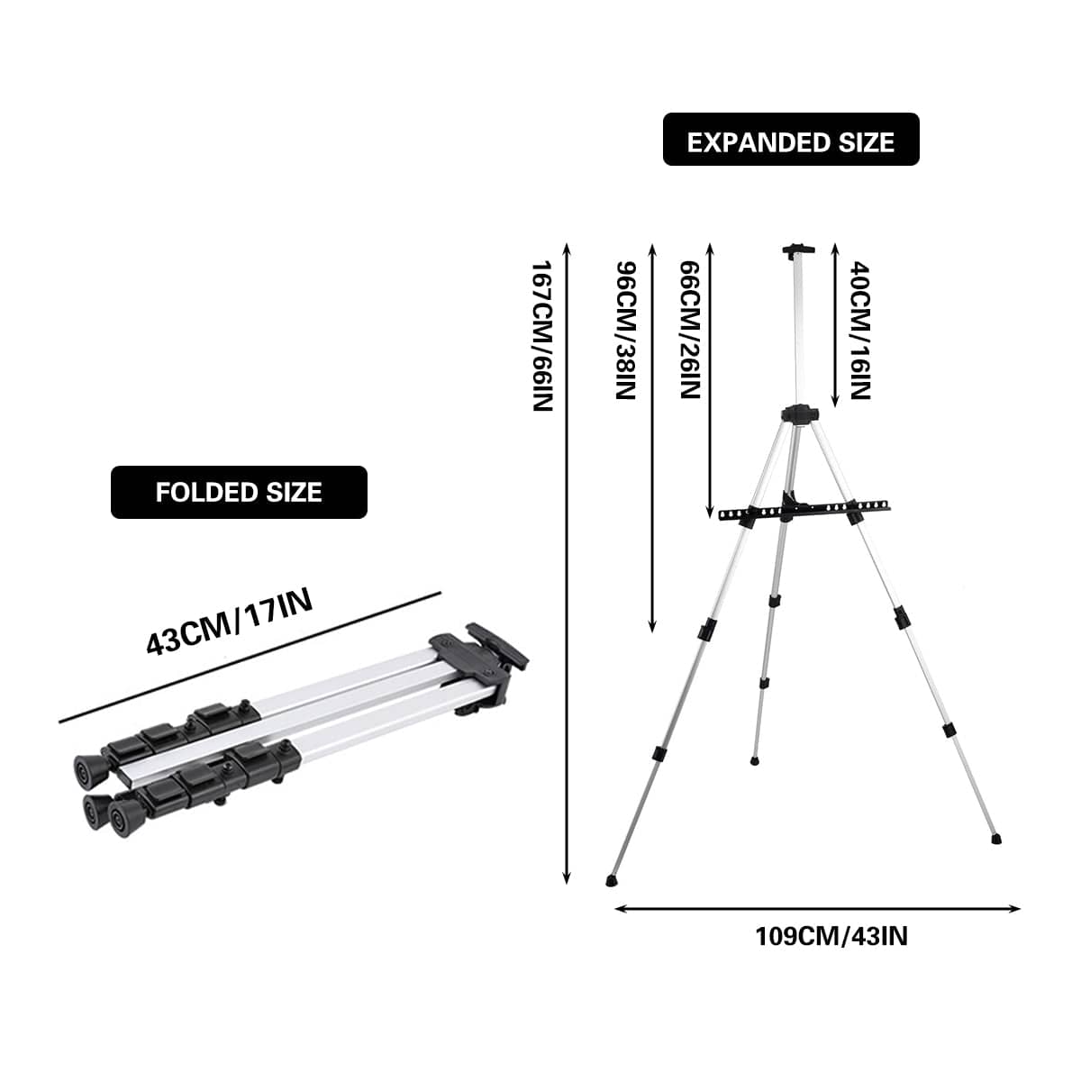 Aluminium Telescopic Tripod Easel and Display Stand, 43 to 109 cm - view 3