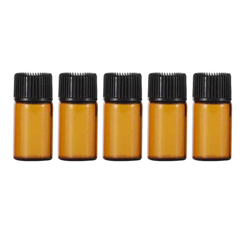 Amber Glass Orifice Reducer Bottles for Essential Oils - 3 ml, Pack of 5