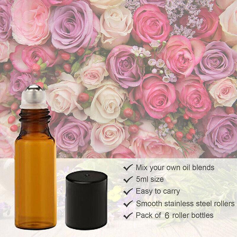 Amber Glass Roller Bottles for Essential Oils - Large 10 ml, Pack of 20 - view 5