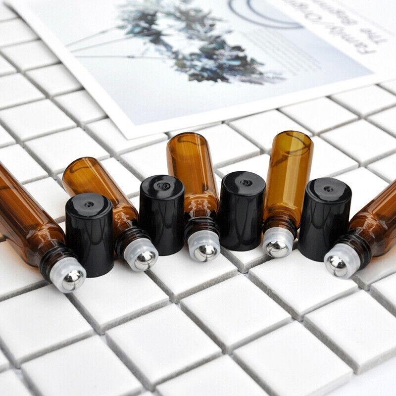 Amber Glass Roller Bottles for Essential Oils - Large 10 ml, Pack of 20 - view 6