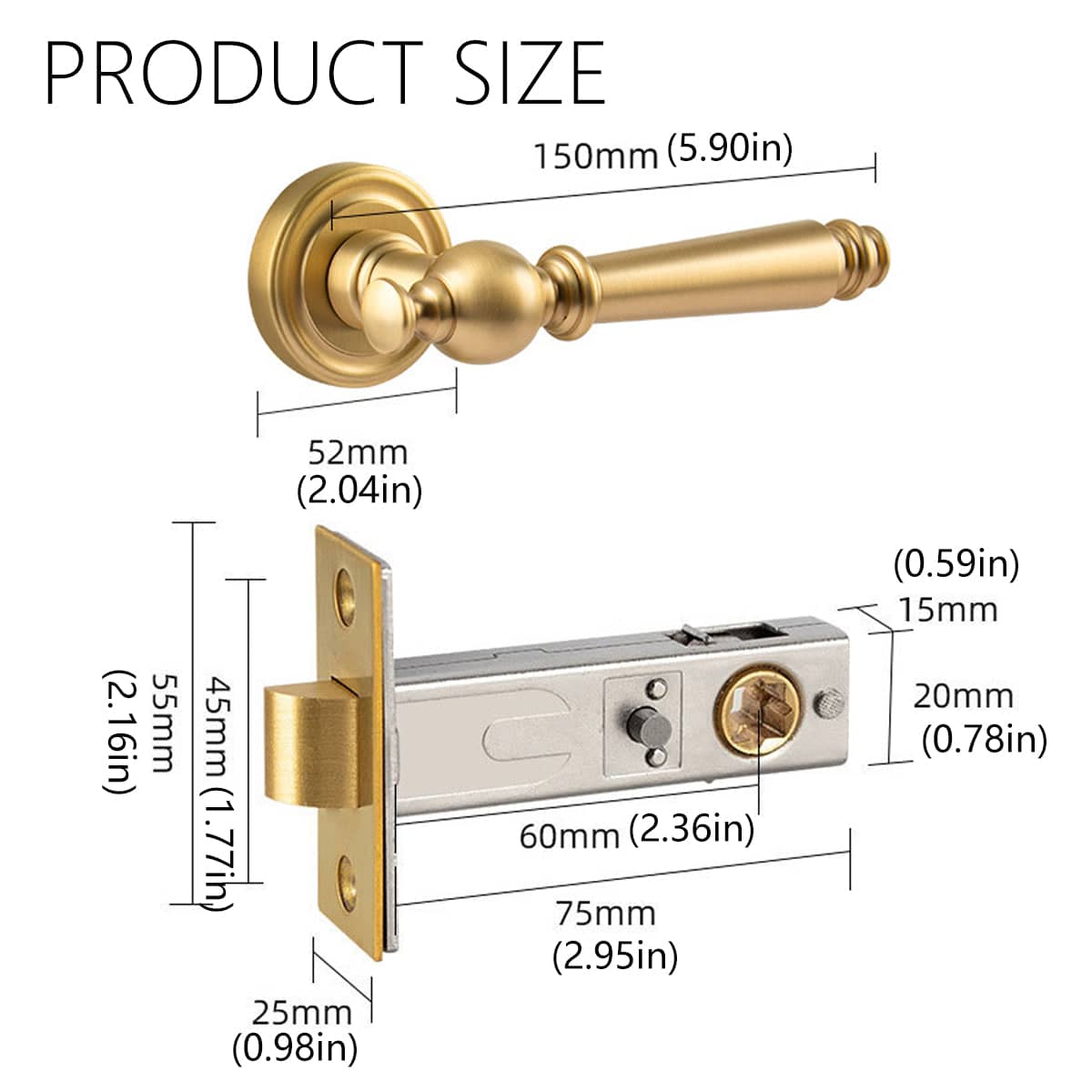 American Style Brass Bedroom Door Handle Modern Interior Lever - Dark Bronze - view 4