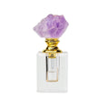 Amethyst Crystal Cap Glass Perfume Bottle, Empty and Refillable - Square Body