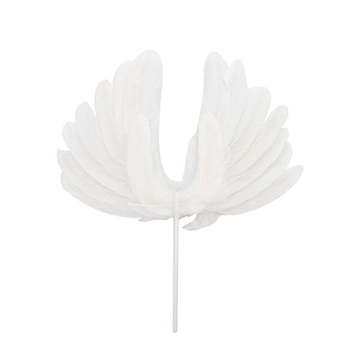Angel Feather Wings Cake Topper - White