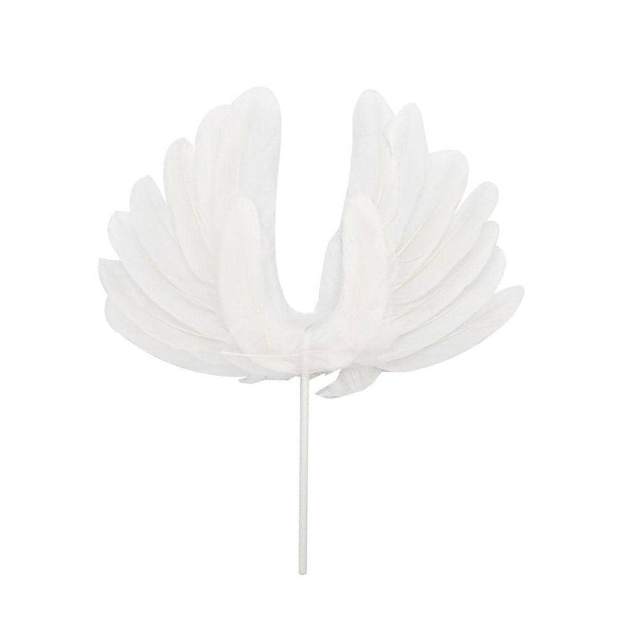 Angel Feather Wings Cake Topper - White