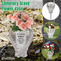 Angel Wing Cemetery Memorial Vase with Ground Stake for Grave and Garden - Grey