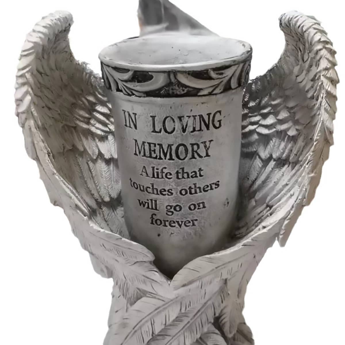 Angel Wing Cemetery Memorial Vase with Ground Stake for Grave and Garden - Grey - view 5