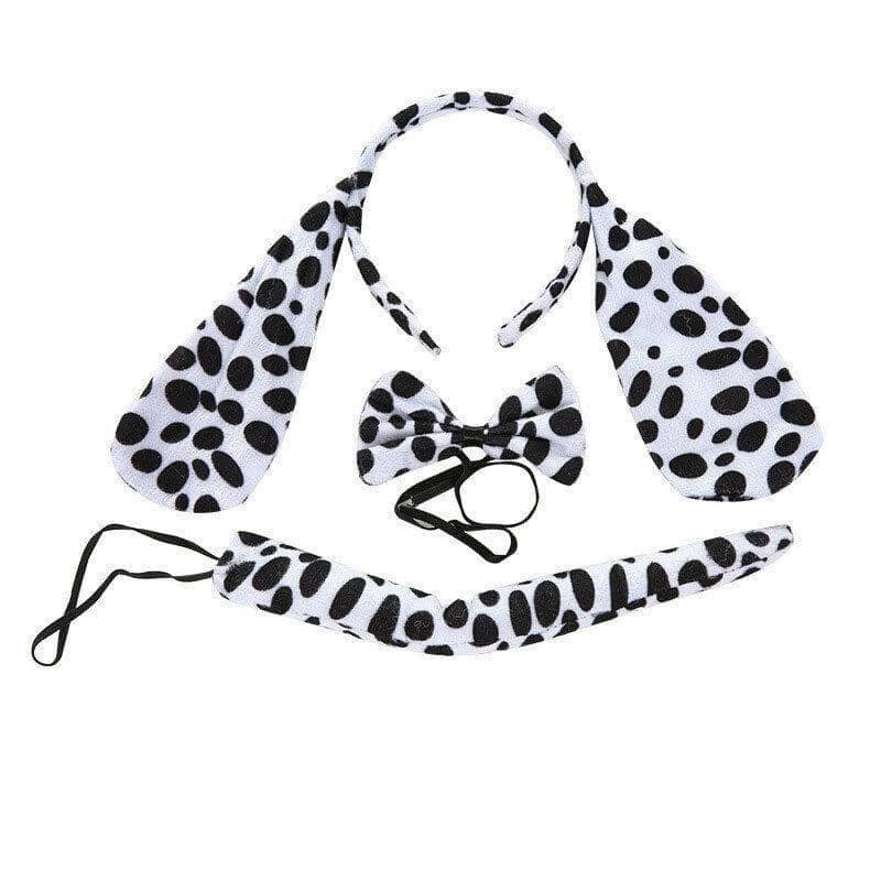 Animal Costume Dress-Up Set with Ears, Bow Tie and Tail - Spotted Dog