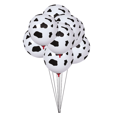 Animal Print Balloons Latex Pack of 12, 12 Inch (30.48cm) - Cow